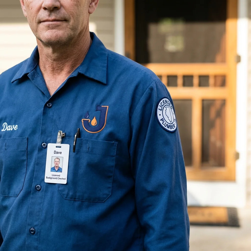 Licensed plumber showing ID badge in Steuben, ME